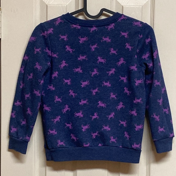 Cat & Jack Blue Sweatshirt with Purple Unicorns Girls Size S (6/6x) - Picture 3 of 4
